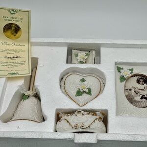Heritage House “White Christmas” 5 piece White Porcelain Set